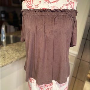 Bishop and Young- Off the shoulder gray shirt